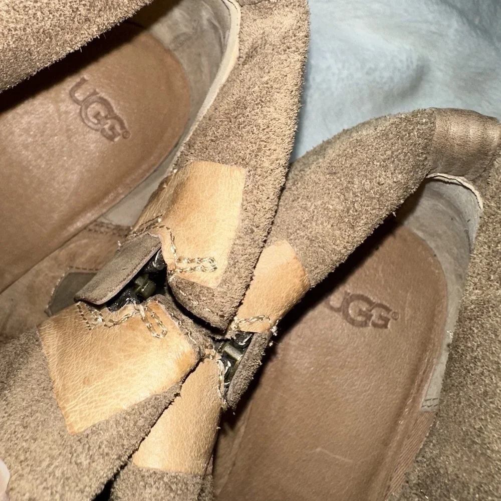 UGG Elysian Leather Ankle Boots 8.5‎ Sahara Zip Cowboy Western Brown Festival